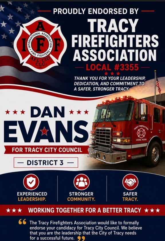 Tracy Firefighters Association Local #3355 endorsement of Dan Evans
